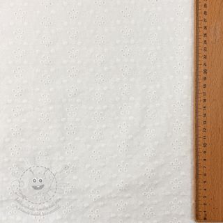 Bavlněná látka EMBROIDERY TWO-SIDE SCALLOP Simi white