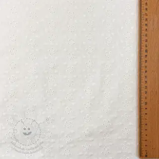 Bavlněná látka EMBROIDERY TWO-SIDE SCALLOP Simi white