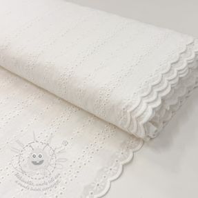 Bavlněná látka EMBROIDERY TWO-SIDE SCALLOP Neo white