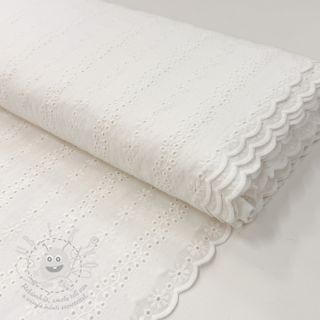 Bavlněná látka EMBROIDERY TWO-SIDE SCALLOP Neo white