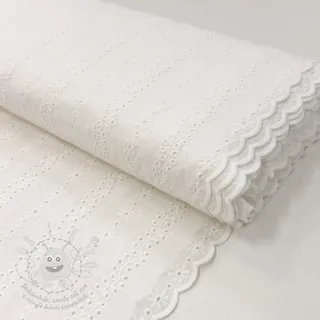 Bavlněná látka EMBROIDERY TWO-SIDE SCALLOP Neo white