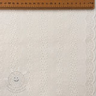 Bavlněná látka EMBROIDERY TWO-SIDE SCALLOP Neo white
