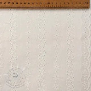 Bavlněná látka EMBROIDERY TWO-SIDE SCALLOP Neo white