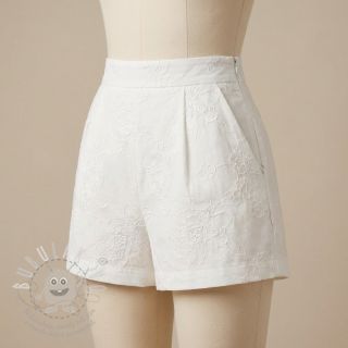 Bavlněná látka VOILE EMBROIDERY Flowers white