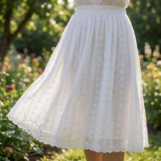 Bavlněná látka EMBROIDERY TWO-SIDE SCALLOP Neo white