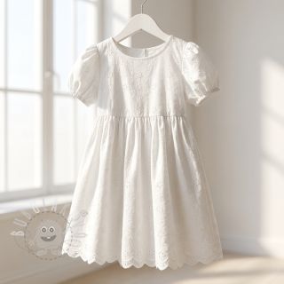 Bavlněná látka EMBROIDERY TWO-SIDE SCALLOP Simi white