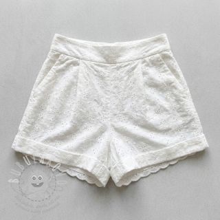 Bavlněná látka EMBROIDERY TWO-SIDE SCALLOP Simi white