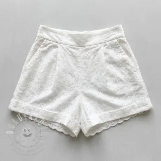 Bavlněná látka EMBROIDERY TWO-SIDE SCALLOP Simi white