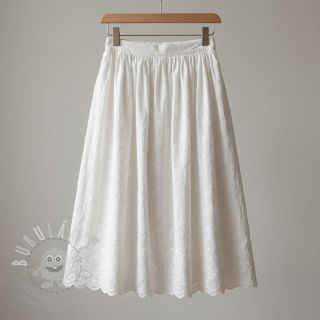 Bavlněná látka EMBROIDERY TWO-SIDE SCALLOP Simi white