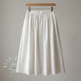Bavlněná látka EMBROIDERY TWO-SIDE SCALLOP Simi white