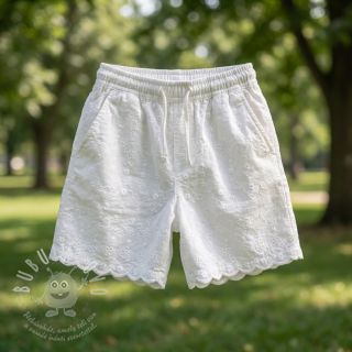 Bavlněná látka EMBROIDERY TWO-SIDE SCALLOP Verena white