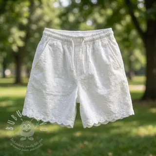 Bavlněná látka EMBROIDERY TWO-SIDE SCALLOP Verena white