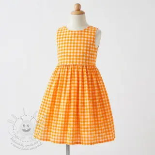 Bavlněná látka YARN DYED NEON SMALL Checks orange
