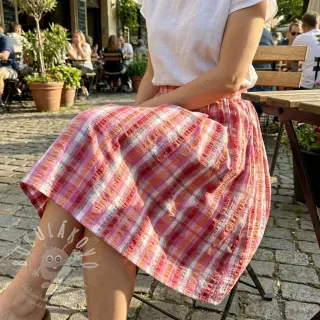 Bavlněná látka SEERSUCKER YARN DYED Checks pink