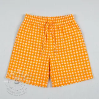 Bavlněná látka YARN DYED NEON BIG Checks orange