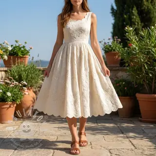 Bavlněná látka EMBROIDERY Bellagio off white