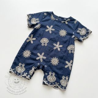 Bavlněná látka EMBROIDERY Sea ornaments navy