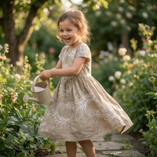 Bavlněná látka VOILE EMBROIDERY Kokka natural