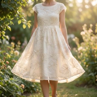 Bavlněná látka VOILE EMBROIDERY Kady off white