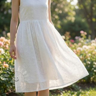 Bavlněná látka EMBROIDERY Pattern white