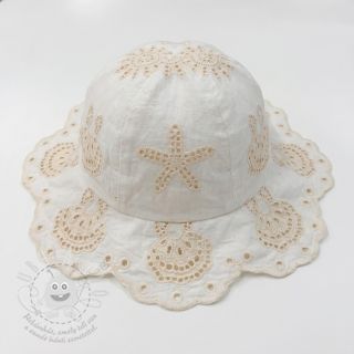 Bavlněná látka EMBROIDERY Sea ornaments white