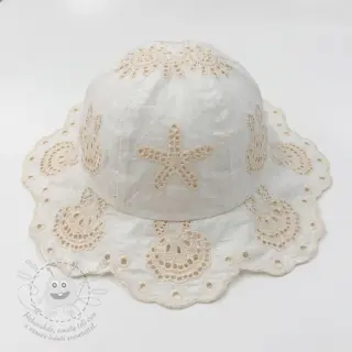 Bavlněná látka EMBROIDERY Sea ornaments white