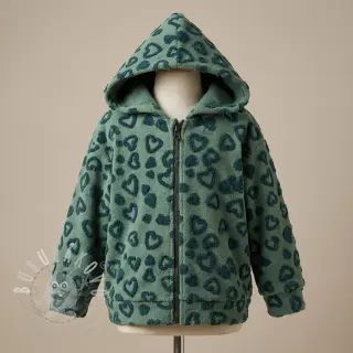 Kabátovina TEDDY Hearts old green