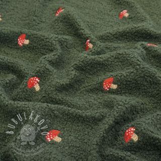 Kabátovina EMBROIDERY Little mushrooms green
