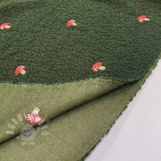 Kabátovina EMBROIDERY Little mushrooms green