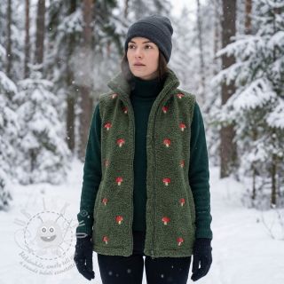 Kabátovina EMBROIDERY Little mushrooms green