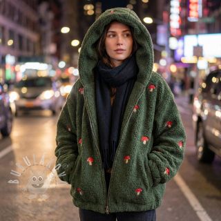 Kabátovina EMBROIDERY Little mushrooms green