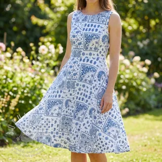 Bavlněná látka Kansas blanc blue
