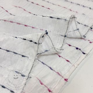 Bavlněná látka DOBBY CRINKLE Stripe white