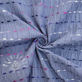 Bavlněná látka DOBBY CRINKLE Stripe jeans