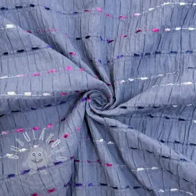 Bavlněná látka DOBBY CRINKLE Stripe jeans