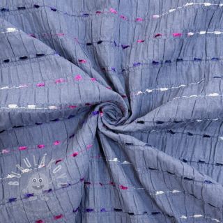 Bavlněná látka DOBBY CRINKLE Stripe jeans