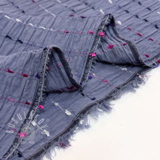 Bavlněná látka DOBBY CRINKLE Stripe jeans