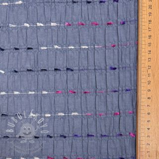 Bavlněná látka DOBBY CRINKLE Stripe jeans