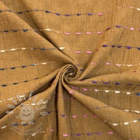 Bavlněná látka DOBBY CRINKLE Stripe camel
