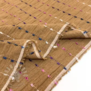 Bavlněná látka DOBBY CRINKLE Stripe camel