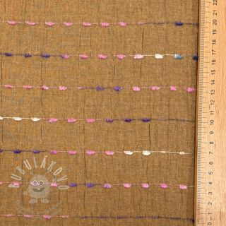 Bavlněná látka DOBBY CRINKLE Stripe camel