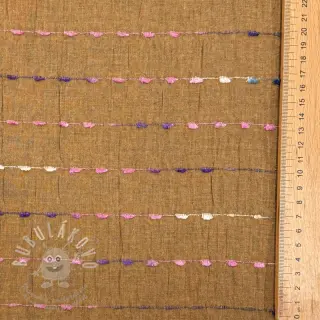 Bavlněná látka DOBBY CRINKLE Stripe camel