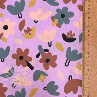 Bavlněná látka Flowers lavender by JENNIFER BOURON ORGANIC