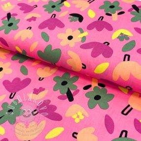 Bavlněná látka Flowers pink by JENNIFER BOURON ORGANIC