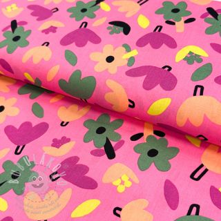 Bavlněná látka Flowers pink by JENNIFER BOURON ORGANIC