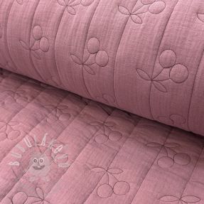 Dvojitá gázovina/mušelín STEPPED Cherries mauve