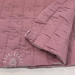 Dvojitá gázovina/mušelín STEPPED Cherries mauve