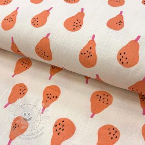 Dvojitá gázovina/mušelín Pears peach by JENNIFER BOURON ORGANIC