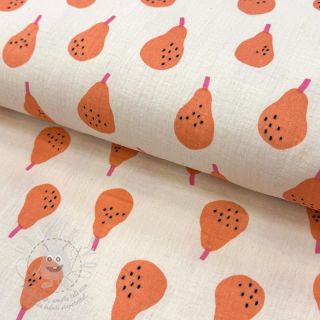 Dvojitá gázovina/mušelín Pears peach by JENNIFER BOURON ORGANIC