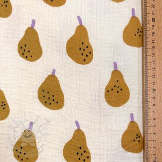 Dvojitá gázovina/mušelín Pears ochre by JENNIFER BOURON ORGANICC